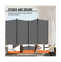 Sugift 4-Panel Fabric Folding Room Divider with Steel Frame, 72.4 in Tall Portable Privacy Screen