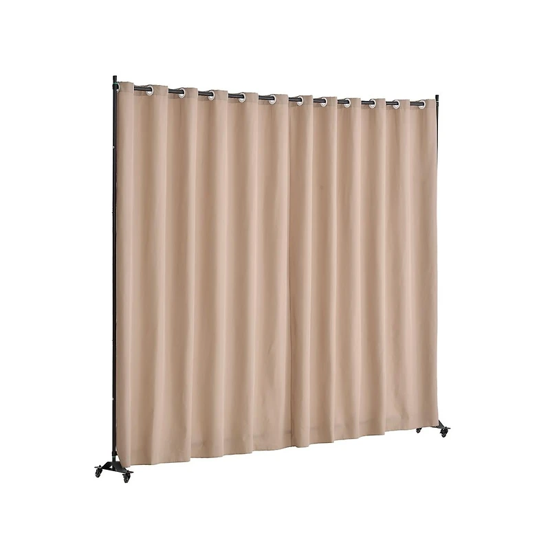 Sugift Portable Panel Room Divider with Wheels, 121.5 x 17.7 x 96.7 in Freestanding Curtain Privacy Screen for Office Bedroom Dining