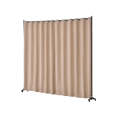 Sugift Portable Panel Room Divider with Wheels, 121.5 x 17.7 x 96.7 in Freestanding Curtain Privacy Screen for Office Bedroom Dining