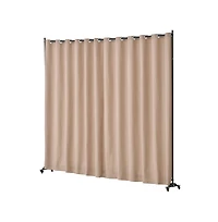 Sugift Portable Panel Room Divider with Wheels, 121.5 x 17.7 x 96.7 in Freestanding Curtain Privacy Screen for Office Bedroom Dining