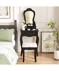 Gouun Wood Kids Pretend Makeup Vanity Set with Mirror and Storage