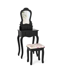 Gouun Wood Kids Pretend Makeup Vanity Set with Mirror and Storage