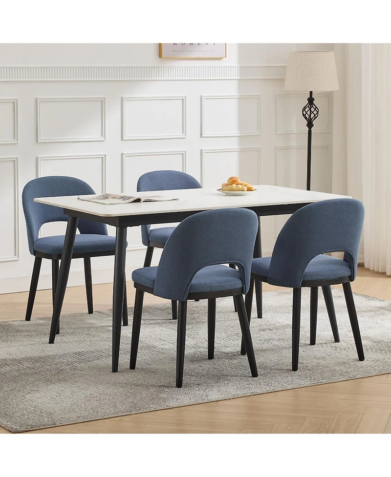 gaomon Upholstered Fabric High Back Wooden Dining Chairs with Deep Seat