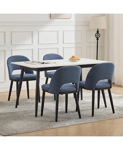 gaomon Upholstered Fabric High Back Wooden Dining Chairs with Deep Seat