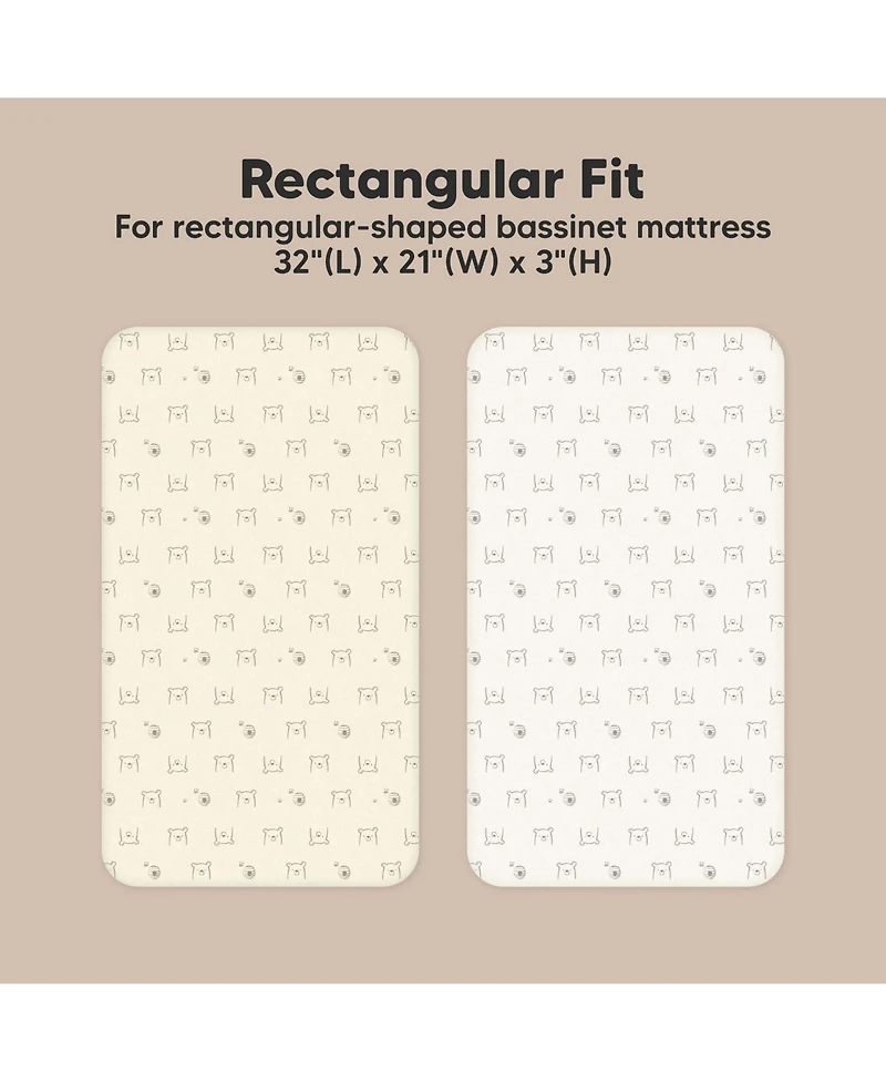 KeaBabies Bassinet Sheet for Boys, Girls, 2-Pack Soothe Bassinet Sheets for Baby Delight Dreamer Bedside Sleeper, Rectangle 32x21