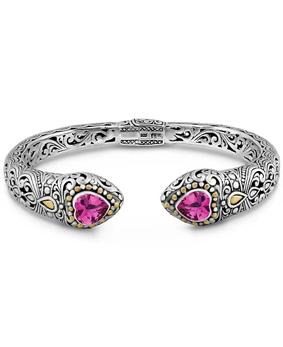 Devata Topaz and Lovina Cuff Bracelet Sterling Silver 18K Gold Accents