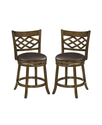 Slickblue Counter Height Bar Stools Set of 2 with Rubber Wood Frame