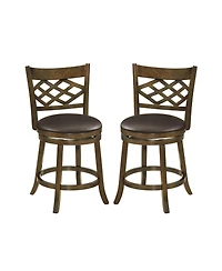 Slickblue Counter Height Bar Stools Set of 2 with Rubber Wood Frame