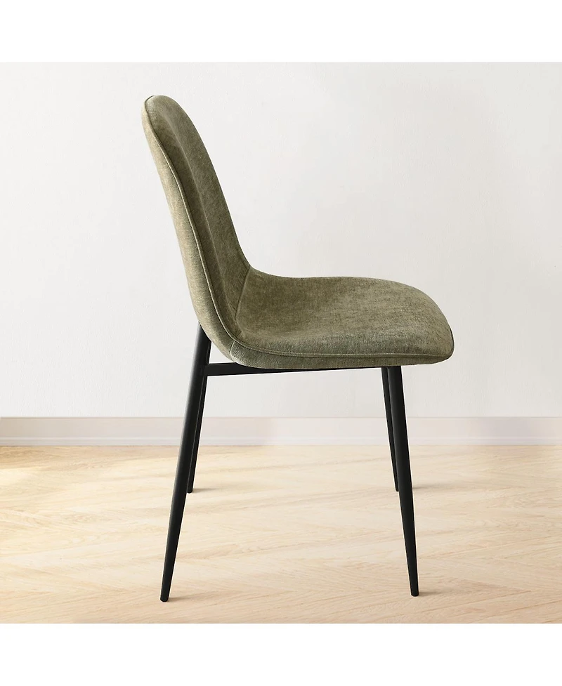 Maison Boucle 19.5" Seat Height Chenille Dining Side Chairs Set of 2, Metal Legs