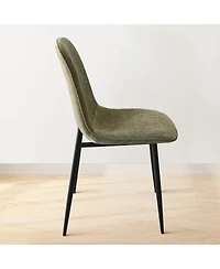 Maison Boucle 19.5" Seat Height Chenille Dining Side Chairs Set of 2, Metal Legs