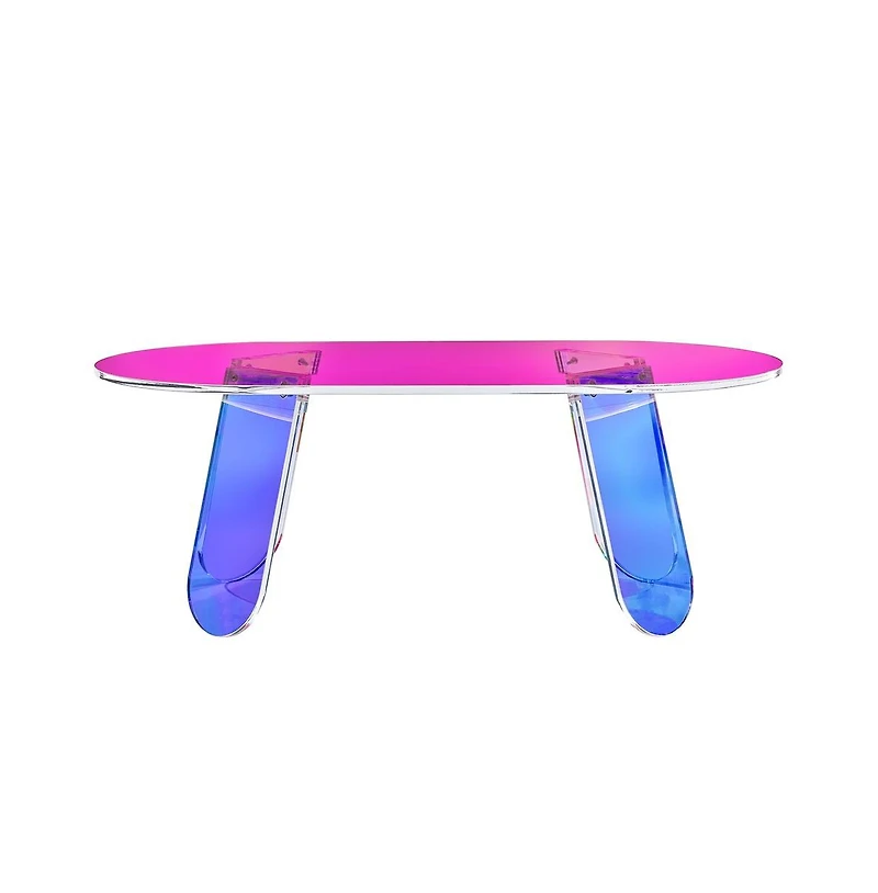 Sugift Iridescent Acrylic Coffee Table, Thick Panel