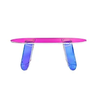 Sugift Iridescent Acrylic Coffee Table, Thick Panel
