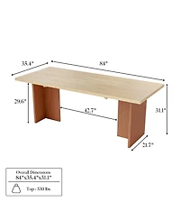 Homsee 7feet Solid Wood Dining Table Farmhouse Kitchen Table with Open Grain Finish and Rubber Wood Legs