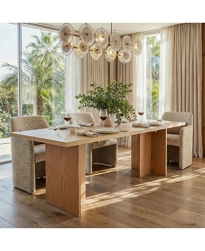 Homsee 7feet Solid Wood Dining Table Farmhouse Kitchen Table with Open Grain Finish and Rubber Wood Legs