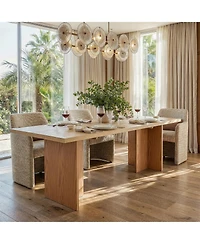 Homsee 7feet Solid Wood Dining Table Farmhouse Kitchen Table with Open Grain Finish and Rubber Wood Legs