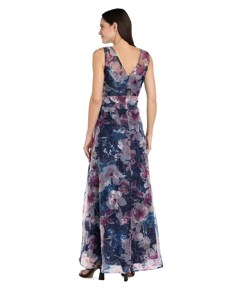 R & M Richards Women's Sequin-Printed Organza Dress