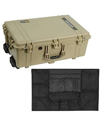 Pelican 1650 Watertight Wheeled Hard Case, Desert Tan, Bundle with 1659 Lid Organizer