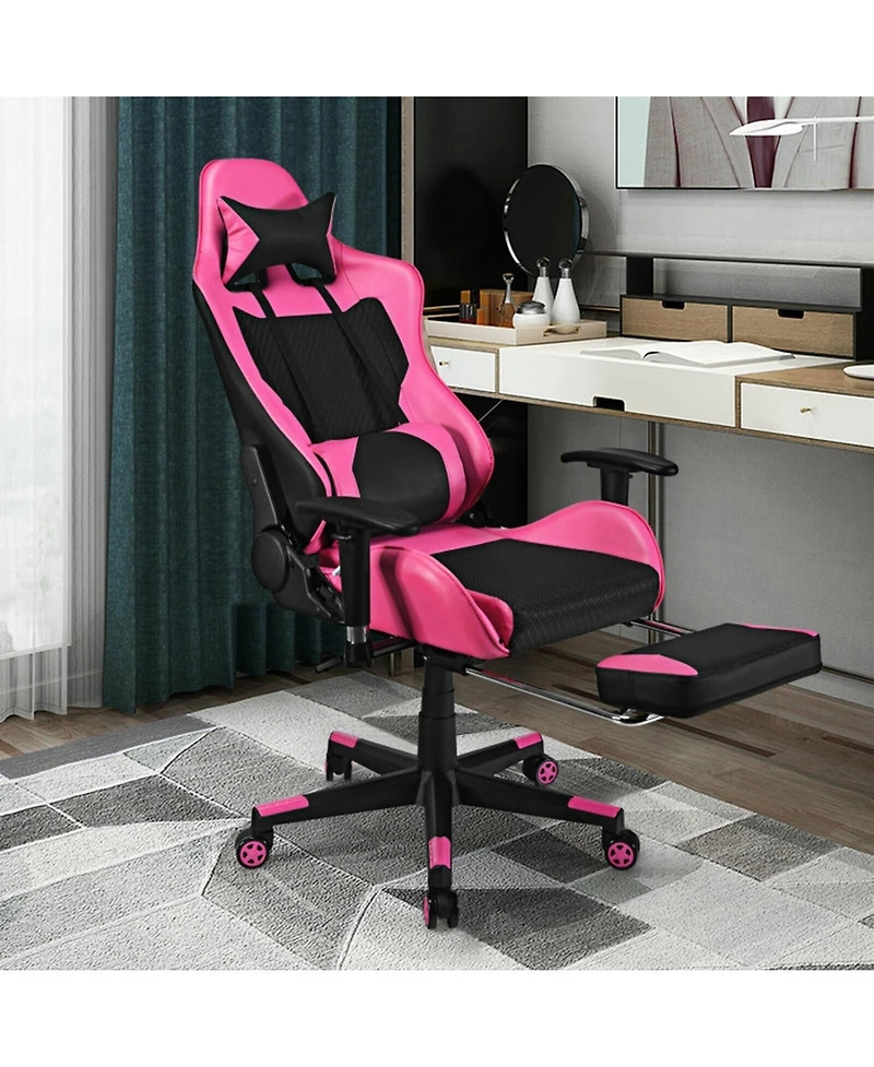 Gouun Metal Frame Ergonomic Gaming Chair with Massage Lumbar Pillow and Footrest