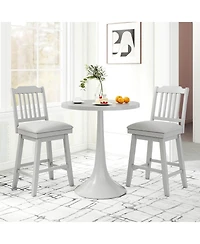 Costway Counter Height Bar Stools with Slatted Back Padded Seat and Footrest