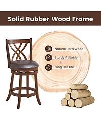 Costway Set of 4 Swivel Bar Stools Counter Height Dining Pub Chairs with Rubber Wood Legs