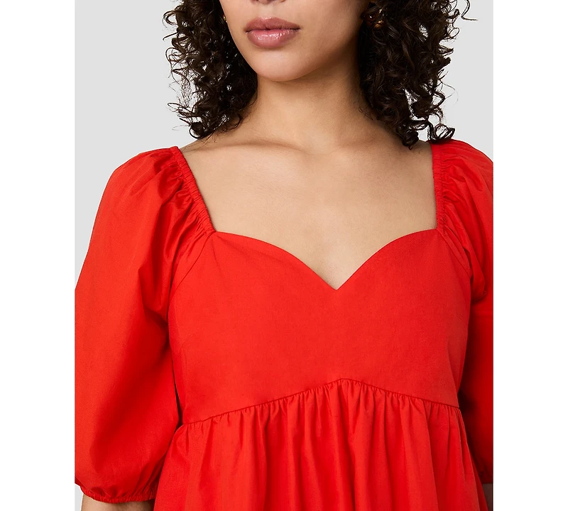French Connection Women's Puff-Sleeve Sweetheart Neck Mini Dress
