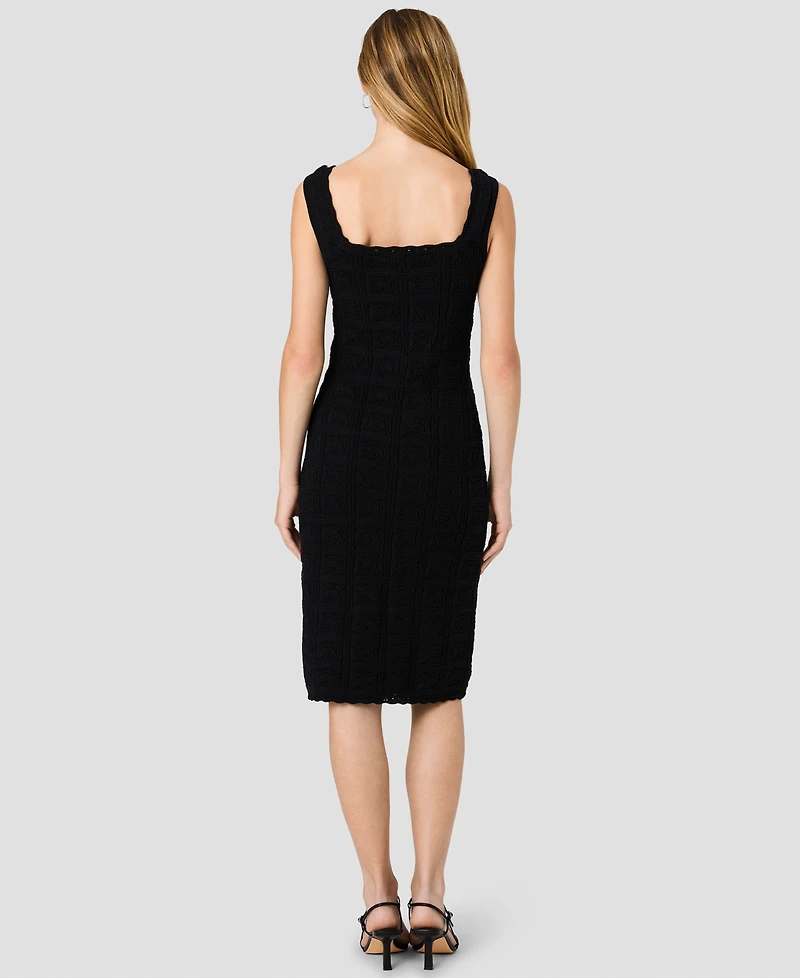 French Connection Women's Nellis Square Crochet Knit Midi Dress