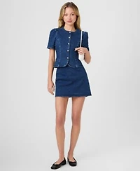 French Connection Womens Delancey Denim Button Front Top Denim Mini Skirt