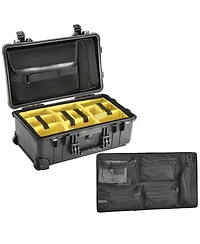 Pelican 1510SC Watertight Wheeled Carry On Hard Studio Case with Dividers, Bundle with Lid Organizer
