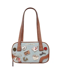 True Religion Arbor Multi Pin Logo Denim Satchel