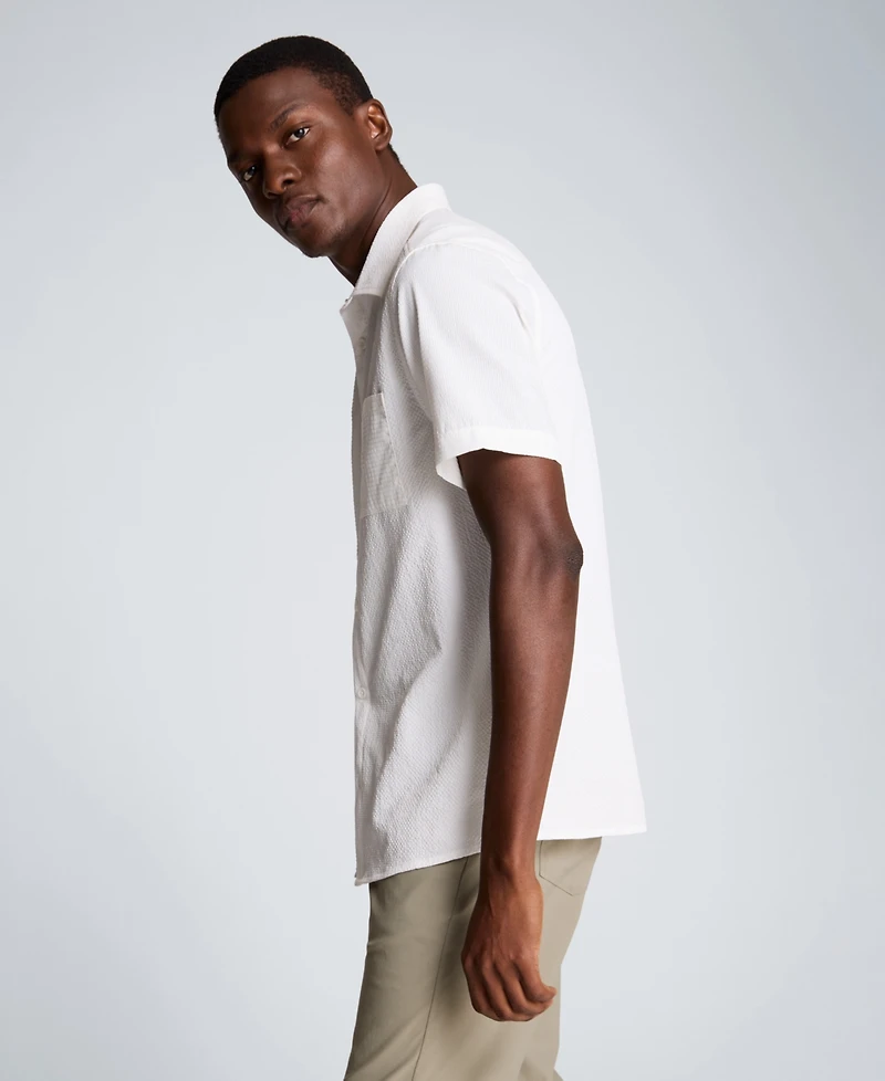 Kenneth Cole Men's Seersucker Point Collar Shirt