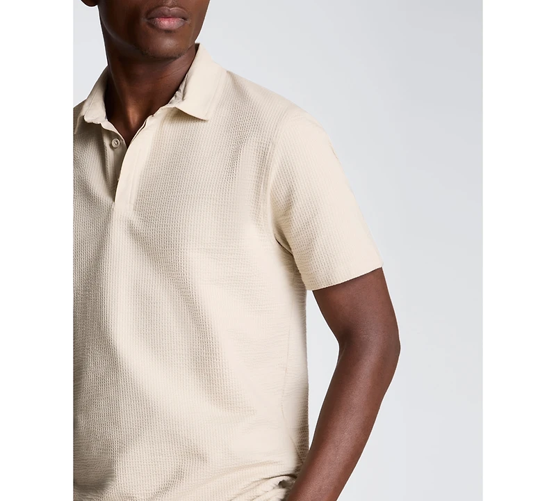 Kenneth Cole Men's Seersucker Polo Collar Shirt