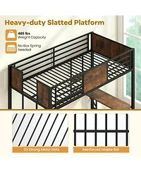 Slickblue Twin Loft Bed Frame with Ladder and Full Safety Guardrails