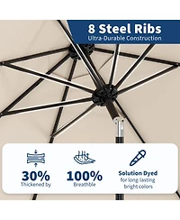 homfan 9ft Outdoor Patio Umbrella, Waterproof and Uv Protected, 8 Durable Ribs, Crank Push Button Tilt, Easy Setup, for Garden, Deck Pool