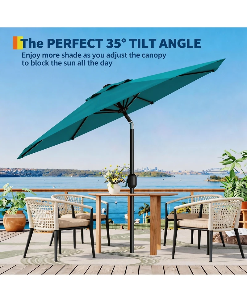 homfan 9ft Outdoor Patio Umbrella, Waterproof and Uv Protected, 8 Durable Ribs, Crank Push Button Tilt, Easy Setup, for Garden, Deck Pool