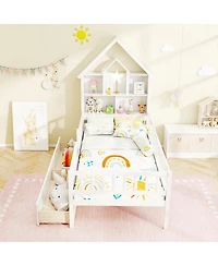 Slickblue Kids Montessori House Bed with Storage Headboard