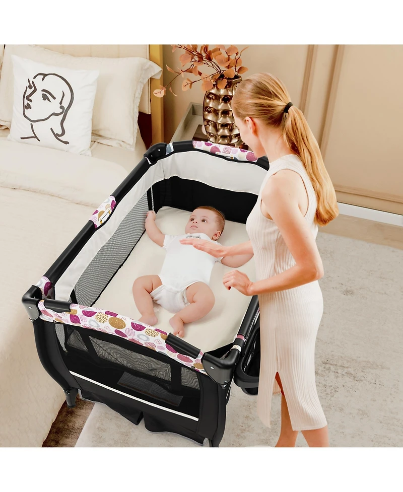 Gouun Baby 4-in-1 Portable Pack and Play Nursery Center with Bassinet and Changing Station