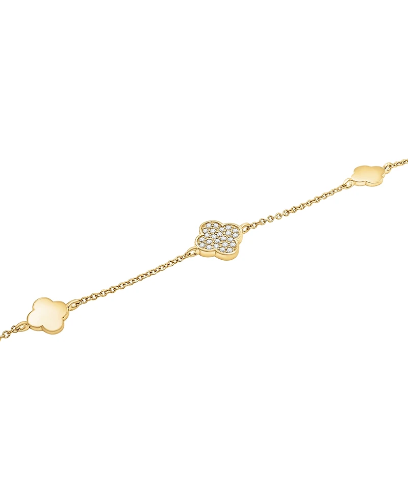 Wrapped Diamond (1/10 ct. t.w.) 3-Clover Bracelet in 10k Yellow Gold