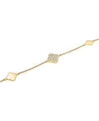 Wrapped Diamond (1/10 ct. t.w.) 3-Clover Bracelet in 10k Yellow Gold