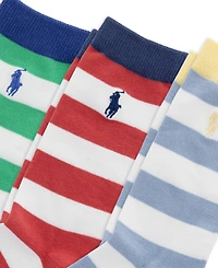 Polo Ralph Lauren Boys' and Girls' 4-11 Rugby Stripe Socks, 3-Pack