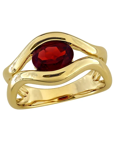 Macy's Garnet (1-3/8 ct. t.w.) Ring 18k Gold Flash Plated Sterling Silver