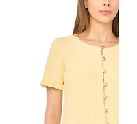 CeCe Women's Crewneck Short-Sleeve Cardigan Sweater