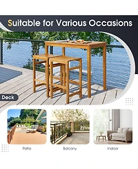 Gymax 7piece Acacia Wood Bar Table Set 45'' Rectangular Dining Table and 6 Stools