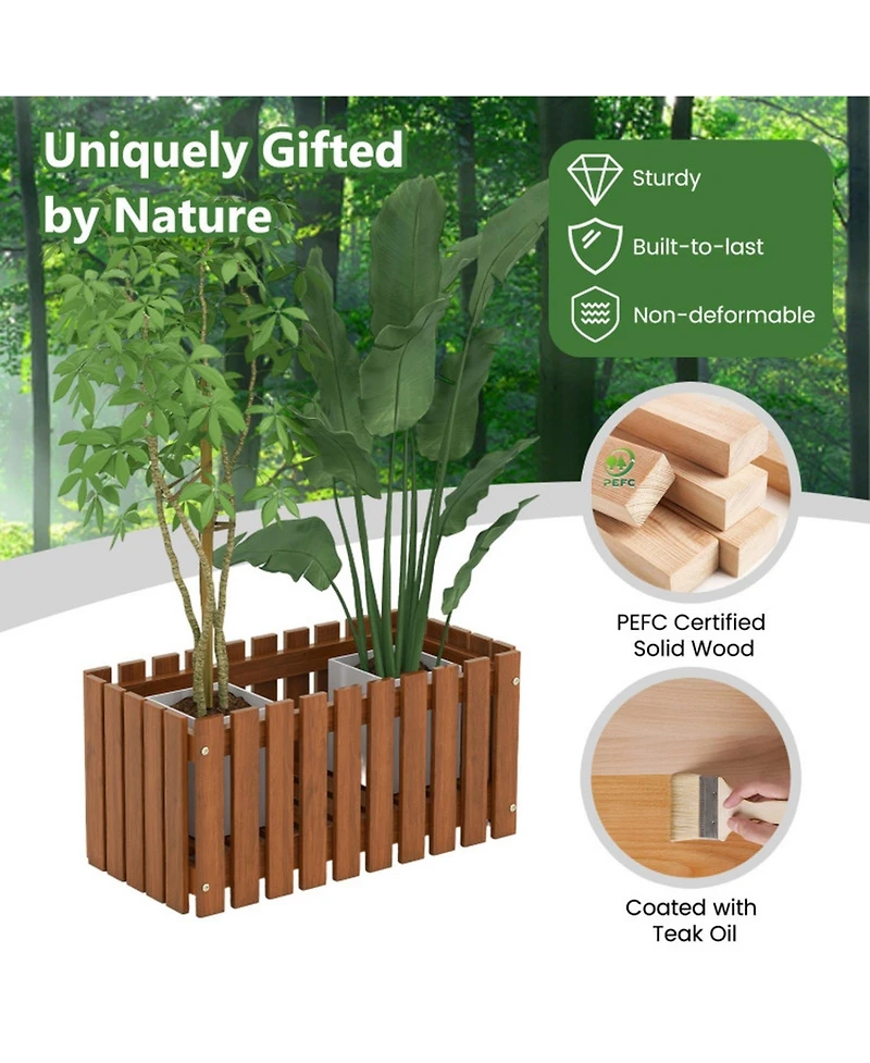 Gouun Solid Wood Raised Garden Bed with Slatted Design