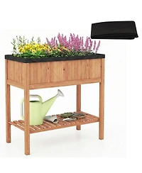 Gouun Raised Garden Bed with Lower Storage Shelf