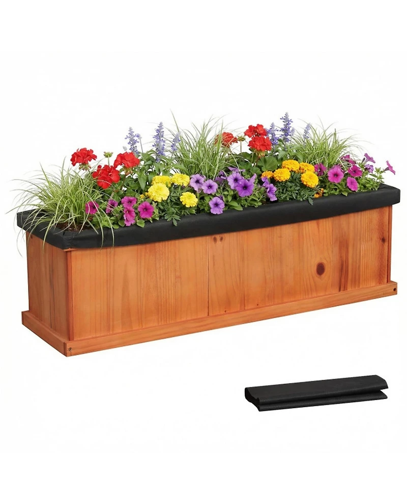 Gouun Pine Wood Planter Box with Drainage Holes and Liner