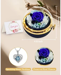 Gnuadz Preserved Real Rose Heart Necklace Couple Mother Gift