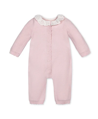 Hope & Henry Baby Organic Ruffle Collar Button Front Sweater Romper