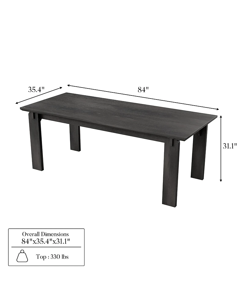 Homsee Solid Wood Top Dining Table - Extra Large Espresso Wood Kitchen Table, Heavy Duty Farmhouse Table for 8-10 People