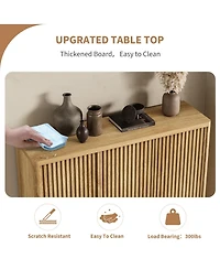 Homfan 2 Piece Wooden Shoe Cabinet Set with Fluted Doors and Adjustable Shelves, 46 in Entryway Shoe Storage Organizer for Hallway