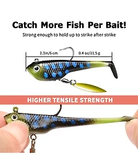 Gnuadz Easy Catch Pre-rigged Soft Swimbaits Vibrating Action Bass Fishing Lures